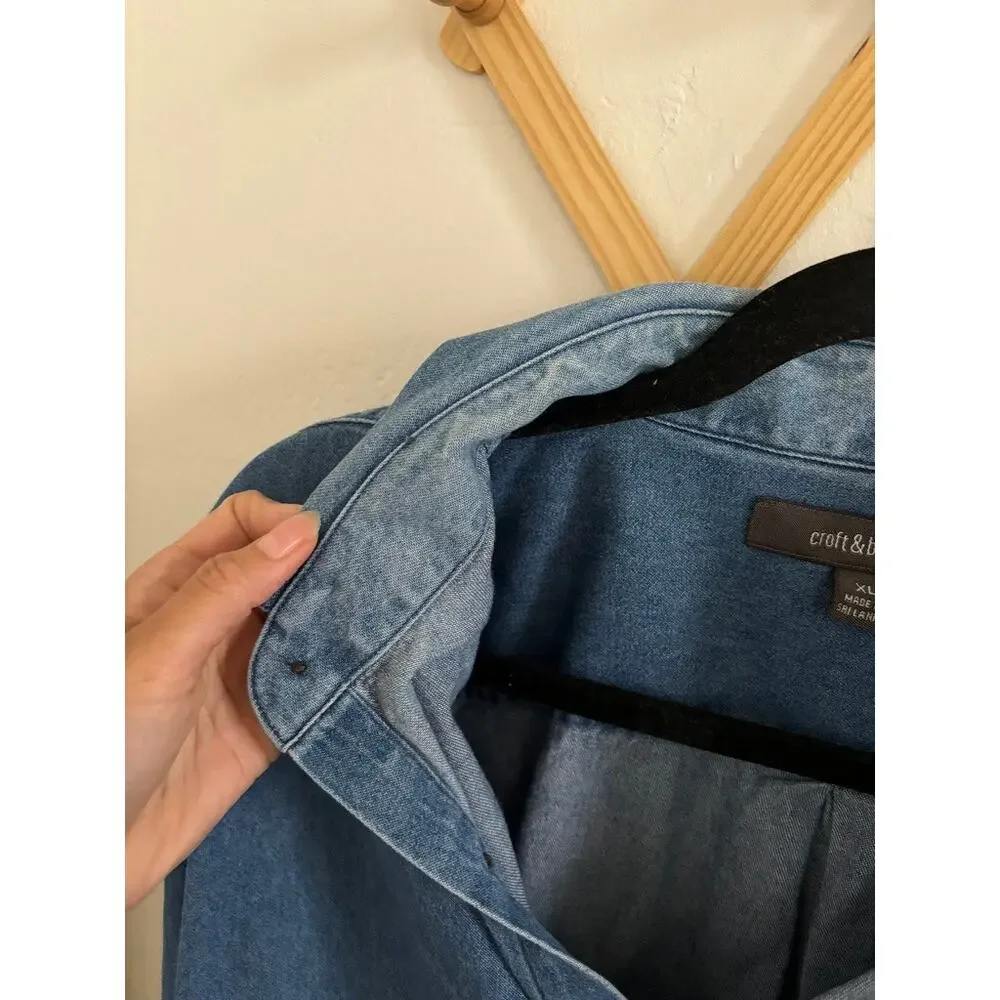 Croft & Barrow Shirt Men XL Blue Denim Casual Button Down Long Sleeve Collared - Picture 6 of 11